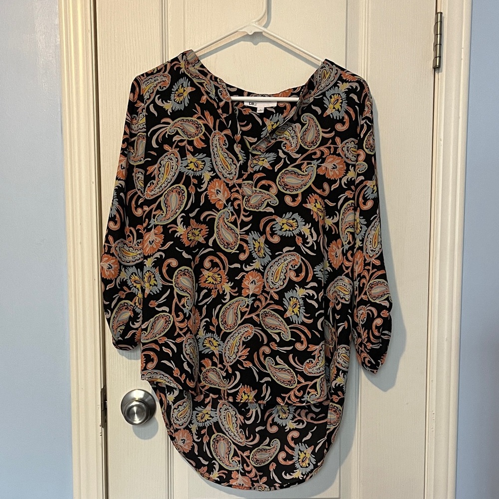 DR2 Black and Orange Paisley Blouse